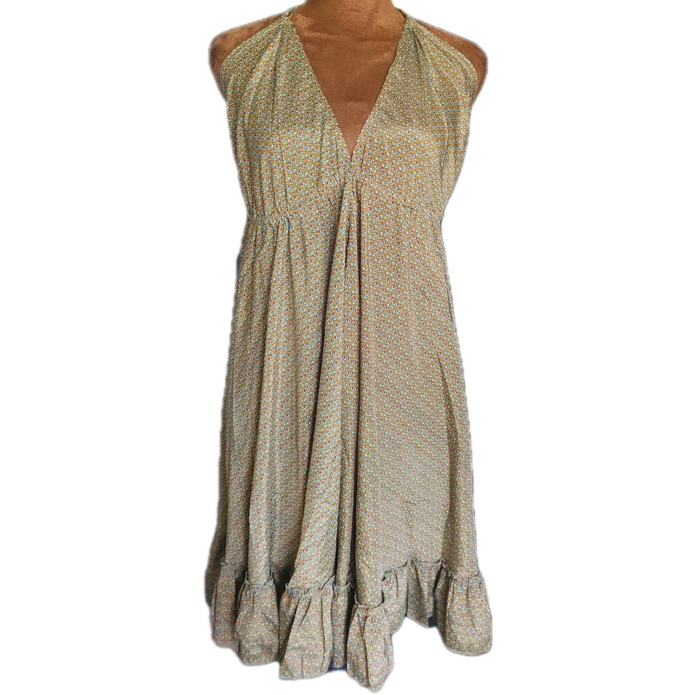 Karma Highway Paisley Halter Dress One Size Bohemian Open Back Tassels Unlined